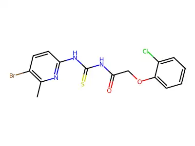 N-[(5-bromo-6-methylpyridin-2-yl)carbamothioyl]-2-(2-chlorophenoxy)acetamide structure