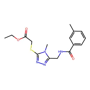 ethyl 2-((4-methyl-5-((3-methylbenzamido)methyl)-4H-1,2,4-triazol-3-yl)thio)acetate structure