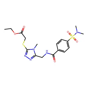 ethyl 2-((5-((4-(N,N-dimethylsulfamoyl)benzamido)methyl)-4-methyl-4H-1,2,4-triazol-3-yl)thio)acetate structure