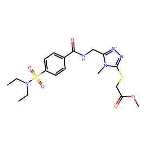 methyl 2-{[5-({[4-(diethylsulfamoyl)phenyl]formamido}methyl)-4-methyl-4H-1,2,4-triazol-3-yl]sulfanyl}acetate structure