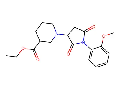 Ethyl 1-[1-(2-methoxyphenyl)-2,5-dioxopyrrolidin-3-yl]piperidine-3-carboxylate structure