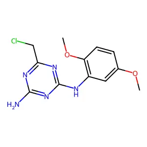 6-(chloromethyl)-N2-(2,5-dimethoxyphenyl)-1,3,5-triazine-2,4-diamine structure