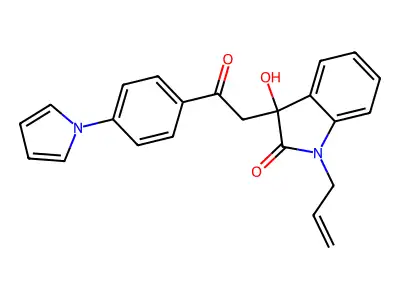 3-Hydroxy-3-[2-oxo-2-(4-pyrrol-1-ylphenyl)ethyl]-1-prop-2-enylindol-2-one structure