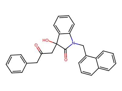 3-Hydroxy-1-(naphthalen-1-ylmethyl)-3-(2-oxo-3-phenylpropyl)indol-2-one structure
