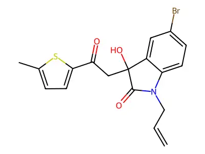 5-bromo-3-hydroxy-3-[2-(5-methylthiophen-2-yl)-2-oxoethyl]-1-(prop-2-en-1-yl)-1,3-dihydro-2H-indol-2-one structure