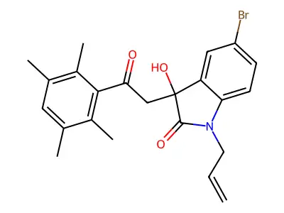 5-bromo-3-hydroxy-3-[2-oxo-2-(2,3,5,6-tetramethylphenyl)ethyl]-1-prop-2-enylindol-2-one structure