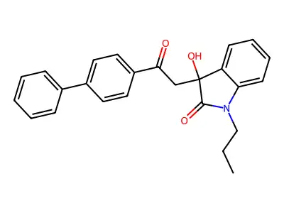 3-Hydroxy-3-[2-oxo-2-(4-phenylphenyl)ethyl]-1-propylindol-2-one structure