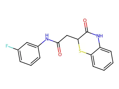 N-(3-fluorophenyl)-2-(3-oxo-3,4-dihydro-2H-1,4-benzothiazin-2-yl)acetamide structure