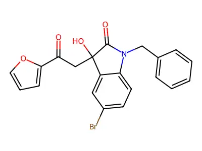 1-Benzyl-5-bromo-3-[2-(furan-2-yl)-2-oxoethyl]-3-hydroxyindol-2-one structure