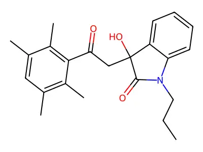 3-hydroxy-3-[2-oxo-2-(2,3,5,6-tetramethylphenyl)ethyl]-1-propyl-1,3-dihydro-2H-indol-2-one structure