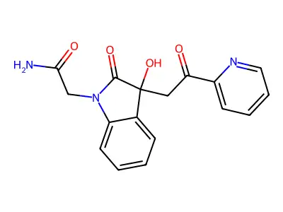 2-[3-Hydroxy-2-oxo-3-(2-oxo-2-pyridin-2-ylethyl)indol-1-yl]acetamide structure