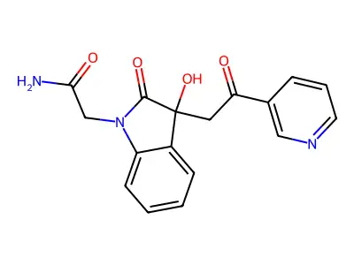 2-[3-Hydroxy-2-oxo-3-(2-oxo-2-pyridin-3-ylethyl)indol-1-yl]acetamide structure