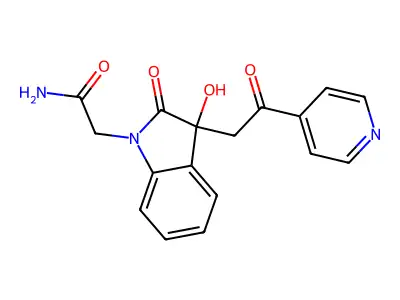 2-[3-Hydroxy-2-oxo-3-(2-oxo-2-pyridin-4-ylethyl)indol-1-yl]acetamide structure