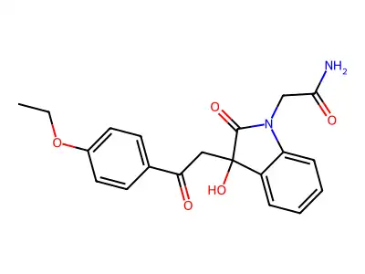 2-{3-[2-(4-ethoxyphenyl)-2-oxoethyl]-3-hydroxy-2-oxo-2,3-dihydro-1H-indol-1-yl}acetamide structure
