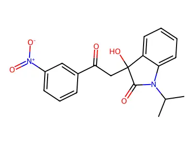3-Hydroxy-3-[2-(3-nitrophenyl)-2-oxoethyl]-1-propan-2-ylindol-2-one structure