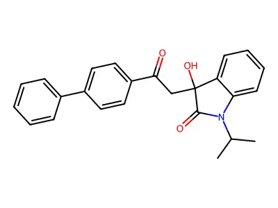 3-(2-[1,1'-biphenyl]-4-yl-2-oxoethyl)-3-hydroxy-1-isopropyl-1,3-dihydro-2H-indol-2-one structure