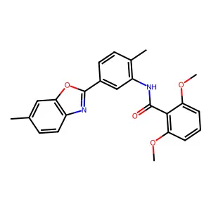 2,6-dimethoxy-N-[2-methyl-5-(6-methyl-1,3-benzoxazol-2-yl)phenyl]benzamide structure