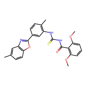 2,6-dimethoxy-N-[[2-methyl-5-(5-methyl-1,3-benzoxazol-2-yl)phenyl]carbamothioyl]benzamide structure