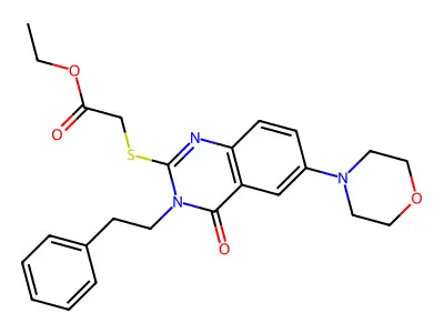 Ethyl 2-((6-morpholino-4-oxo-3-phenethyl-3,4-dihydroquinazolin-2-yl)thio)acetate structure