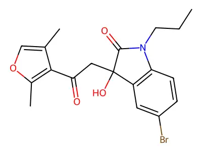 5-bromo-3-[2-(2,4-dimethylfuran-3-yl)-2-oxoethyl]-3-hydroxy-1-propyl-1,3-dihydro-2H-indol-2-one structure