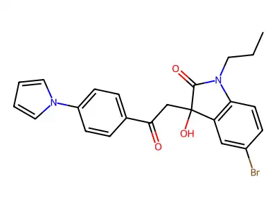 5-bromo-3-hydroxy-3-{2-oxo-2-[4-(1H-pyrrol-1-yl)phenyl]ethyl}-1-propyl-1,3-dihydro-2H-indol-2-one structure