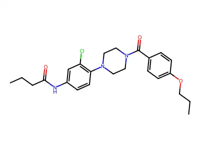 N-[3-chloro-4-[4-(4-propoxybenzoyl)piperazin-1-yl]phenyl]butanamide structure