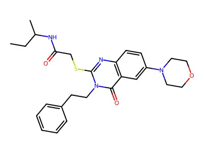 N-(butan-2-yl)-2-{[6-(morpholin-4-yl)-4-oxo-3-(2-phenylethyl)-3,4-dihydroquinazolin-2-yl]sulfanyl}acetamide structure