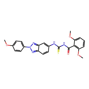 2,6-dimethoxy-N-[[2-(4-methoxyphenyl)benzotriazol-5-yl]carbamothioyl]benzamide structure