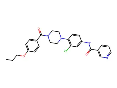 N-[3-chloro-4-[4-(4-propoxybenzoyl)piperazin-1-yl]phenyl]pyridine-3-carboxamide structure