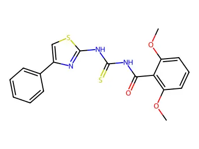 2,6-dimethoxy-N-[(4-phenyl-1,3-thiazol-2-yl)carbamothioyl]benzamide structure