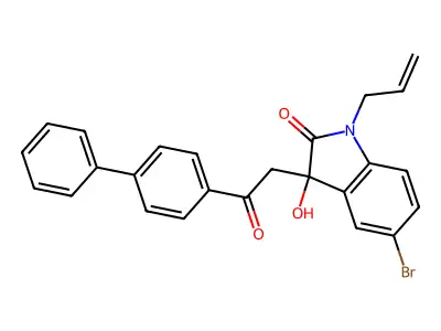 5-Bromo-3-hydroxy-3-[2-oxo-2-(4-phenylphenyl)ethyl]-1-prop-2-enylindol-2-one structure