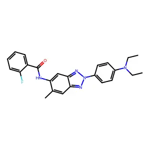 N-[2-[4-(diethylamino)phenyl]-6-methylbenzotriazol-5-yl]-2-fluorobenzamide structure