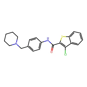 3-chloro-N-[4-(piperidin-1-ylmethyl)phenyl]-1-benzothiophene-2-carboxamide structure