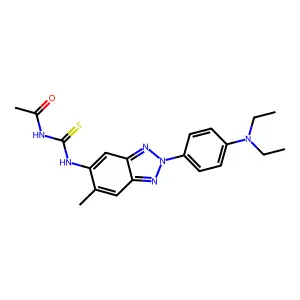 N-[[2-[4-(diethylamino)phenyl]-6-methylbenzotriazol-5-yl]carbamothioyl]acetamide structure