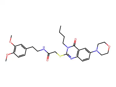 2-{[3-butyl-6-(morpholin-4-yl)-4-oxo-3,4-dihydroquinazolin-2-yl]sulfanyl}-N-[2-(3,4-dimethoxyphenyl)ethyl]acetamide structure