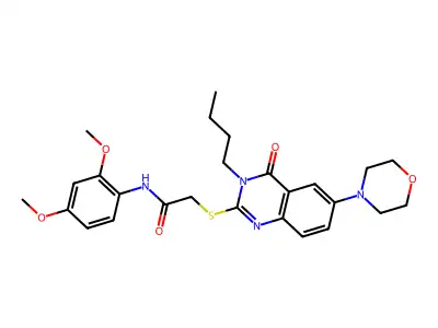 2-{[3-butyl-6-(morpholin-4-yl)-4-oxo-3,4-dihydroquinazolin-2-yl]sulfanyl}-N-(2,4-dimethoxyphenyl)acetamide structure
