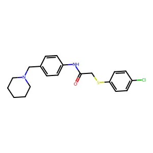 2-(4-chlorophenyl)sulfanyl-N-[4-(piperidin-1-ylmethyl)phenyl]acetamide structure