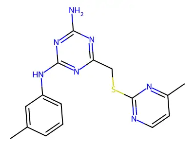 6-(4-Methyl-pyrimidin-2-ylsulfanylmethyl)-N-m-tolyl-[1,3,5]triazine-2,4-diamine structure