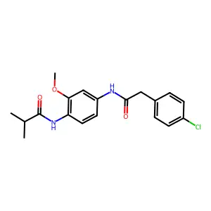 N-(4-{[(4-chlorophenyl)acetyl]amino}-2-methoxyphenyl)-2-methylpropanamide structure