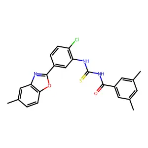 N-[[2-chloro-5-(5-methyl-1,3-benzoxazol-2-yl)phenyl]carbamothioyl]-3,5-dimethylbenzamide structure