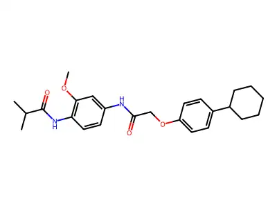 N-[4-[[2-(4-cyclohexylphenoxy)acetyl]amino]-2-methoxyphenyl]-2-methylpropanamide structure