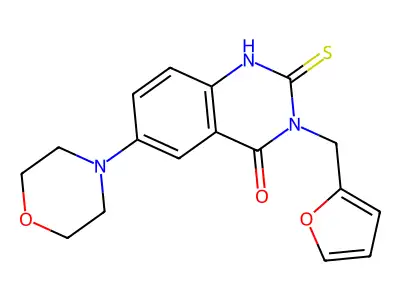 3-(2-furylmethyl)-6-morpholin-4-yl-2-thioxo-2,3-dihydroquinazolin-4(1H)-one structure