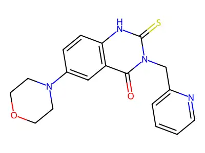 6-morpholin-4-yl-3-(pyridin-2-ylmethyl)-2-sulfanylidene-1H-quinazolin-4-one structure