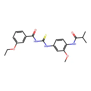 3-ethoxy-N-[[3-methoxy-4-(2-methylpropanoylamino)phenyl]carbamothioyl]benzamide structure