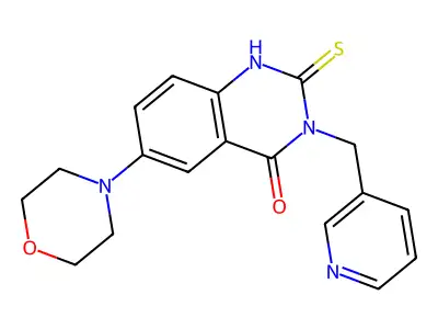 6-morpholin-4-yl-3-(pyridin-3-ylmethyl)-2-sulfanylidene-1H-quinazolin-4-one structure