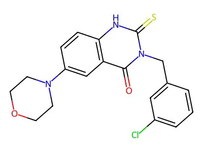 3-(3-chlorobenzyl)-6-morpholino-2-thioxo-2,3-dihydroquinazolin-4(1H)-one structure