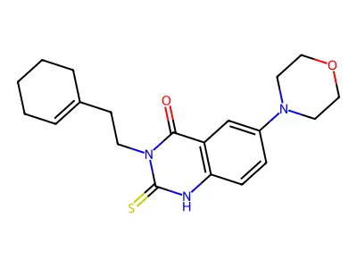 3-(2-(cyclohex-1-en-1-yl)ethyl)-6-morpholino-2-thioxo-2,3-dihydroquinazolin-4(1H)-one structure