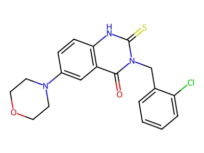 3-[(2-chlorophenyl)methyl]-6-morpholin-4-yl-2-sulfanylidene-1H-quinazolin-4-one structure