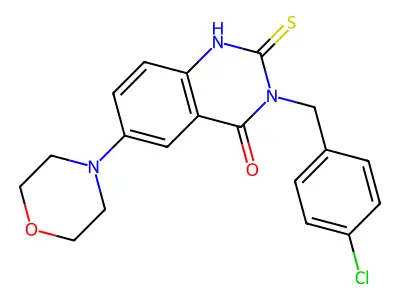 3-(4-chlorobenzyl)-6-morpholino-2-thioxo-2,3-dihydroquinazolin-4(1H)-one structure