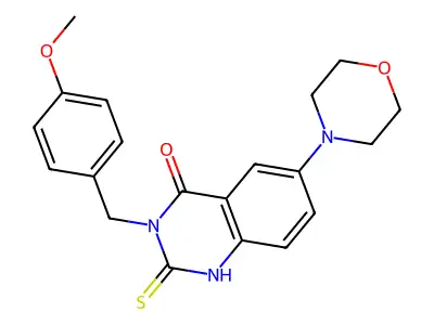 3-[(4-methoxyphenyl)methyl]-6-morpholin-4-yl-2-sulfanylidene-1H-quinazolin-4-one structure
